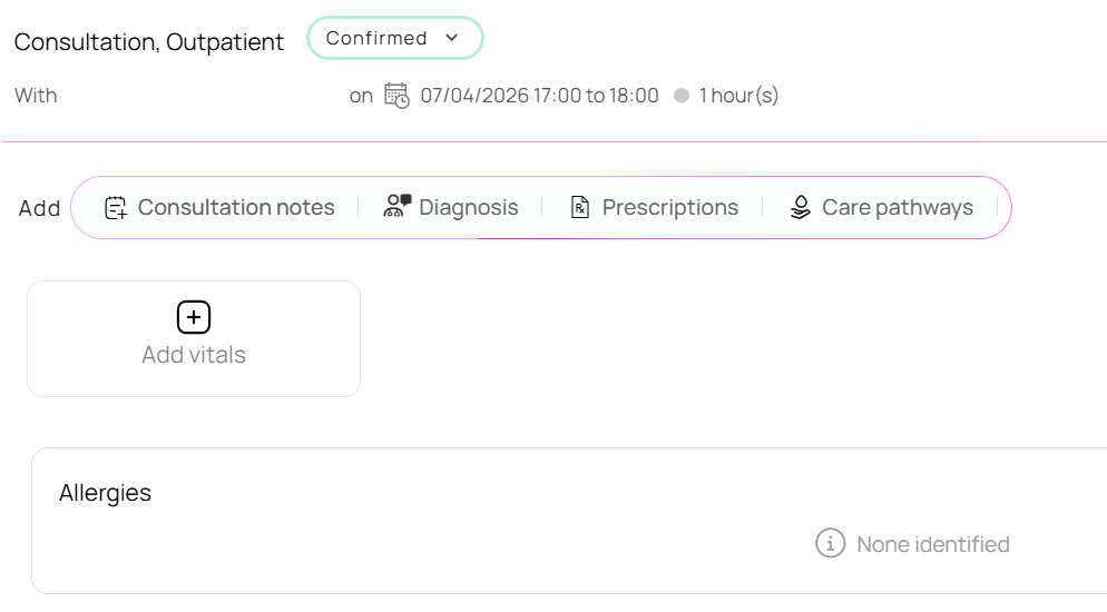 Available clinical notes options