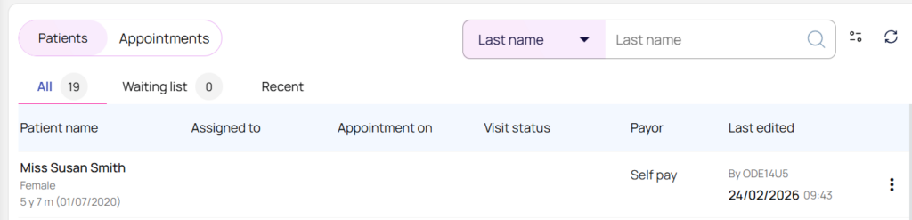 Adding a new patient