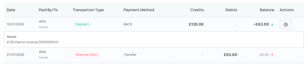 Adding a payment note